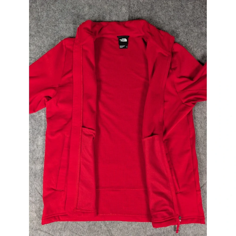 The North Face Mens Red Canyonlands Full Zip Fleece Jacket Mock Neck Stretch